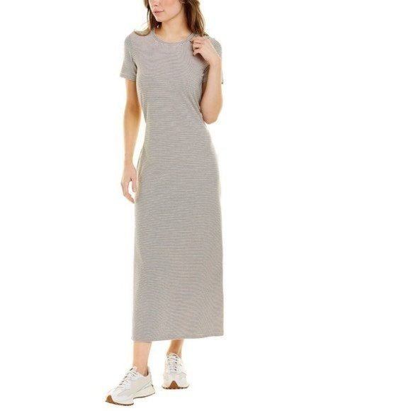 THEORY Shirred Maxi Dress Ranmire Knit Gray Large - Picture 1 of 8